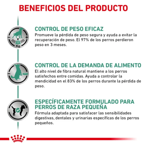 Royal Canin Veterinary Diet Alimento Seco Soporte de Saciedad para Perro Adulto Raza Pequeña, 3 kg - Image 2